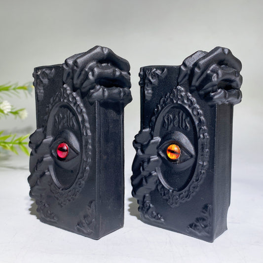 4.0" Black Obsidian Spells Bok Carving Crystal Healing Bulk Wholesale