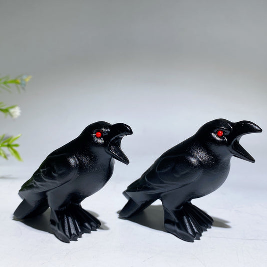 3.5" Black Obsidian Raven Crow Carving Crystal Healing Bulk Wholesale