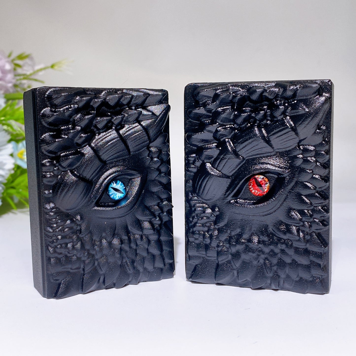 Black Obsidian Dragon Book Carving Crystal Healing Bulk Wholesale