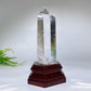 Unique Blue Needle in Quartz Tower with Wooden Stand Crystal Healing Bulk Wholesale