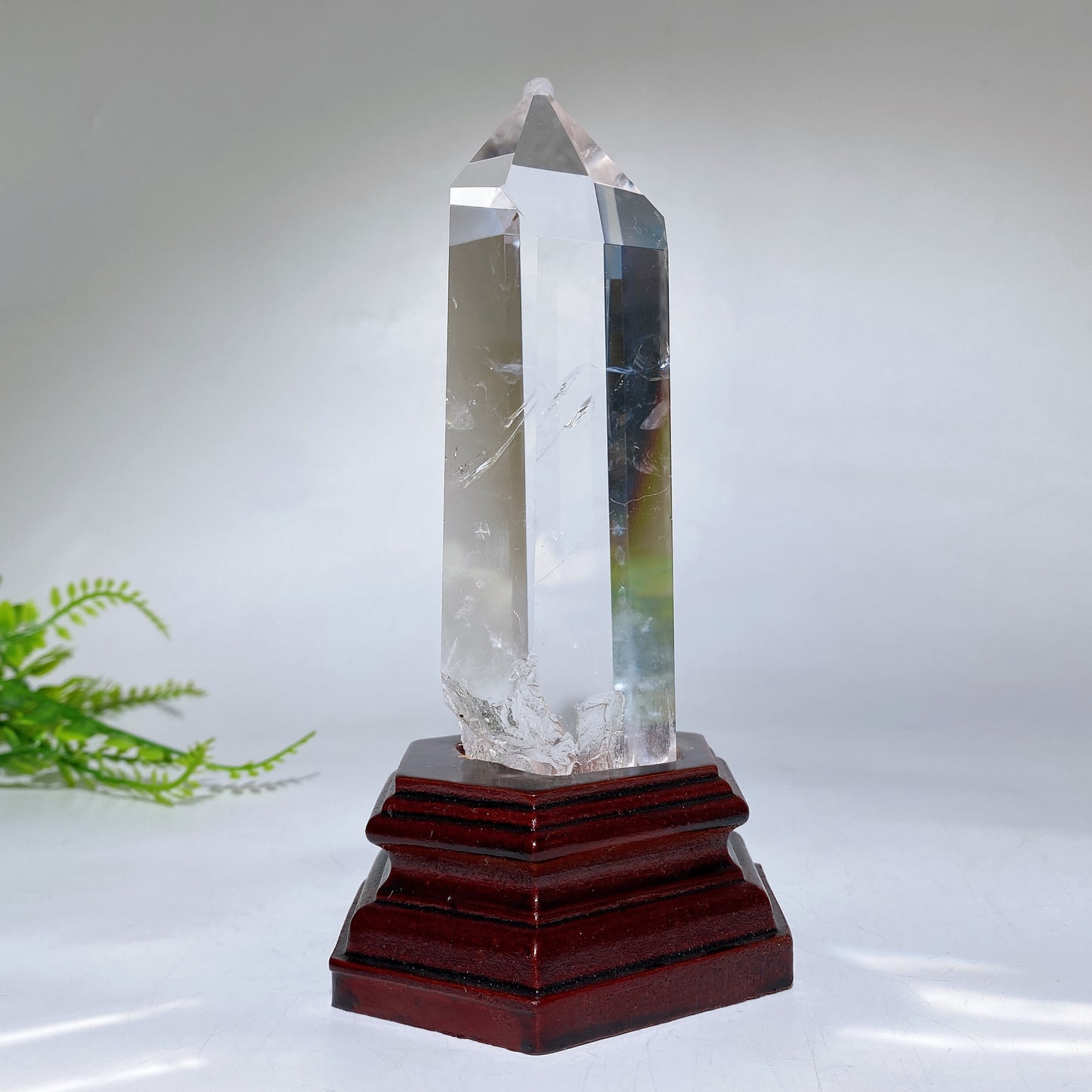 Unique Blue Needle in Quartz Tower with Wooden Stand Crystal Healing Bulk Wholesale