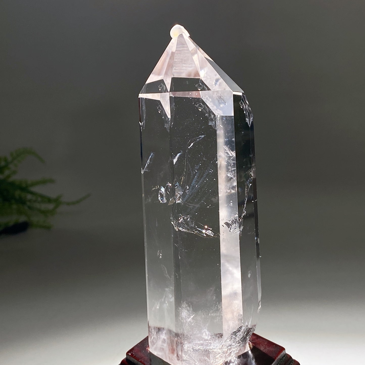 Unique Blue Needle in Quartz Tower with Wooden Stand Crystal Healing Bulk Wholesale