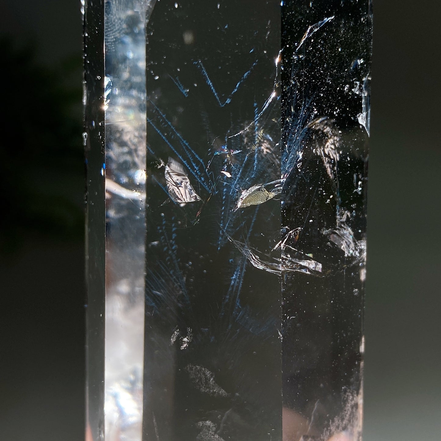 Unique Blue Needle in Quartz Tower with Wooden Stand Crystal Healing Bulk Wholesale