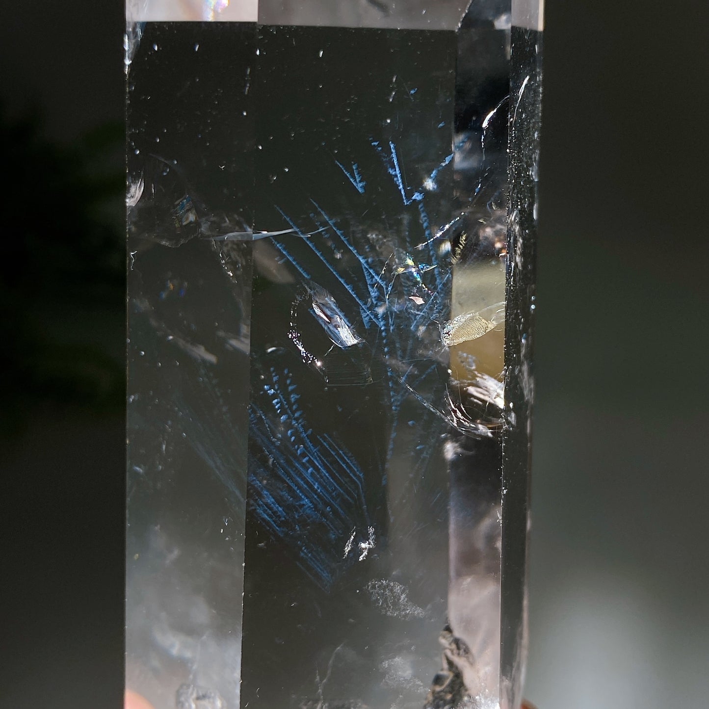 Unique Blue Needle in Quartz Tower with Wooden Stand Crystal Healing Bulk Wholesale