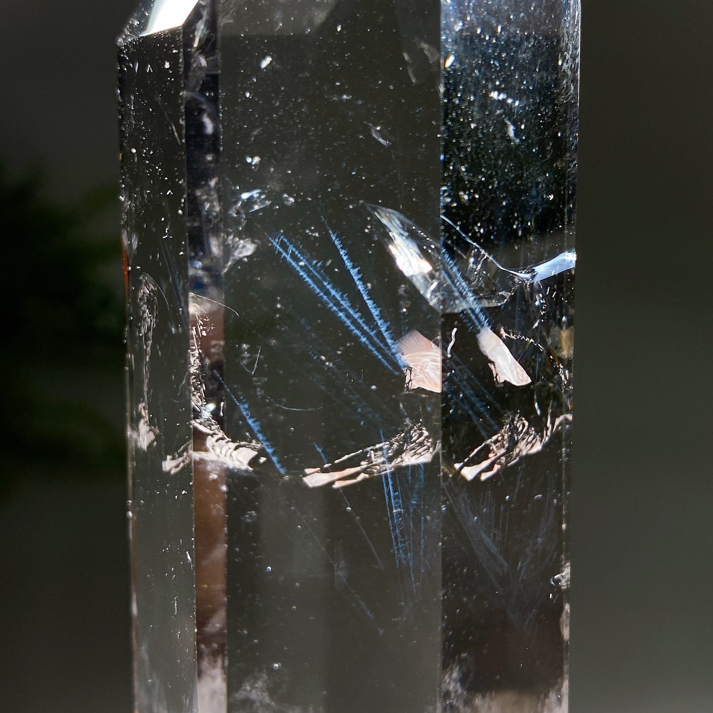 Unique Blue Needle in Quartz Tower with Wooden Stand Crystal Healing Bulk Wholesale