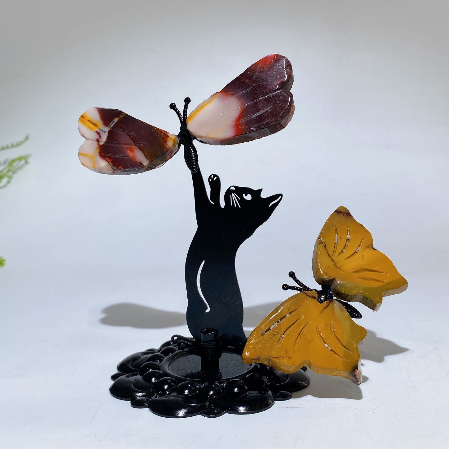 12cm Mixed Crystal Cat Catching Dragonfly Butterfly Crystal Healing Bulk Wholesale