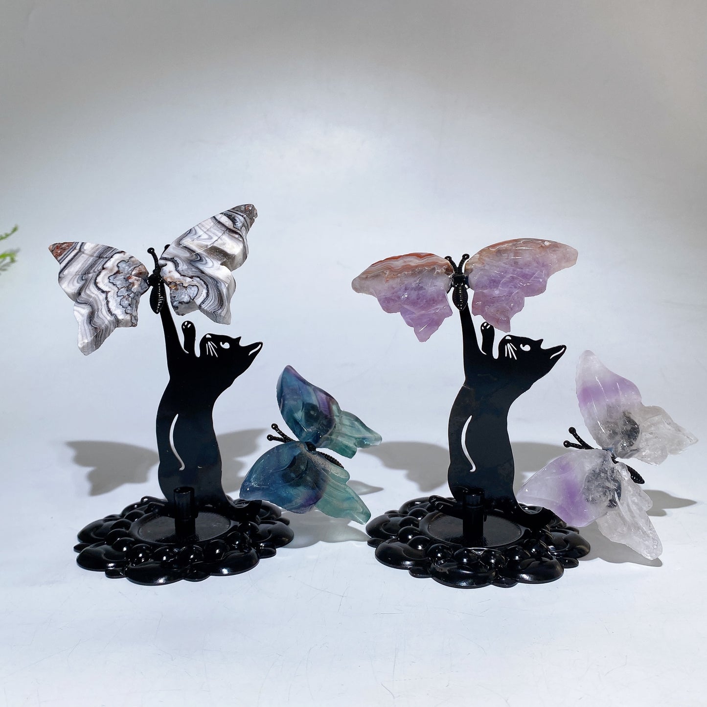 Crystal Cat Catching Butterfly Crystal Healing Bulk Wholesale