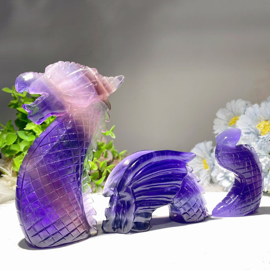 8.6" Three-piece Crystal Dragon Carvings Bulk Wholesale