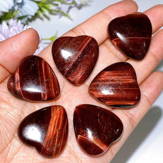 Yellow Tiger's Eye Red Tiger's Eye Heart Cabochon for Jewelry DIY Crystal Healing Bulk Wholesale