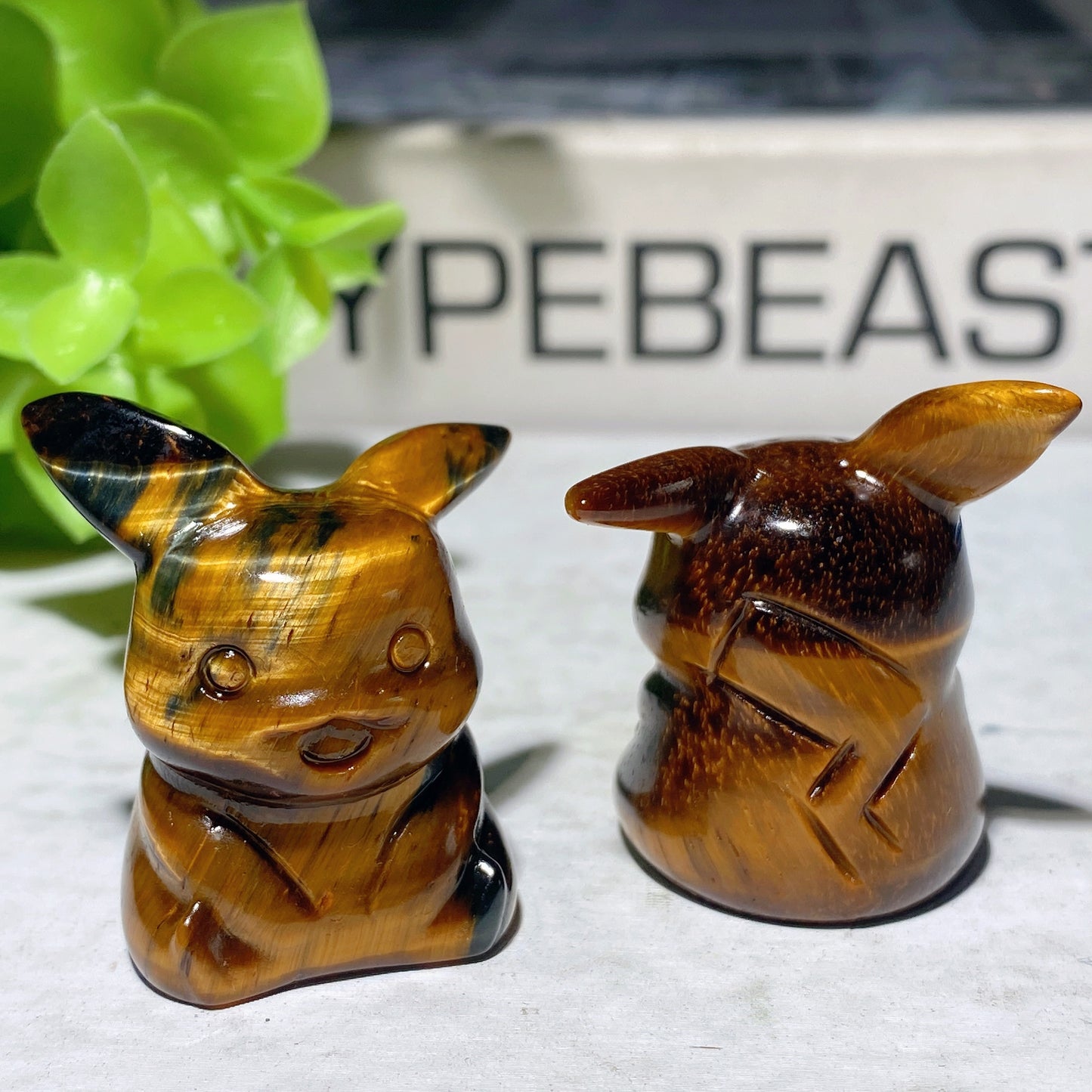 1.3" Yellow Tiger Eye Orange Calcite Pikachu Carvings Bulk Wholesale