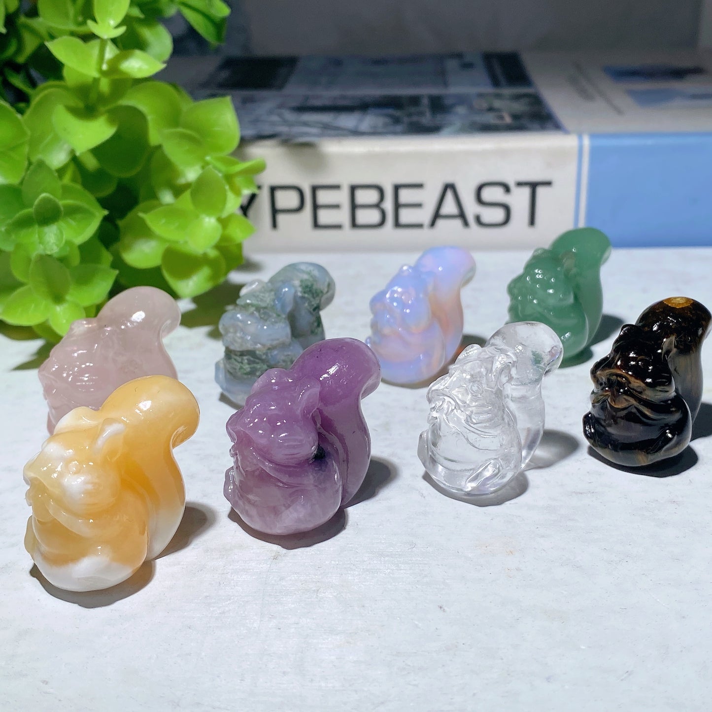 1.2 Mixed Crystal Squirrel Carvings Bulk WHolesale