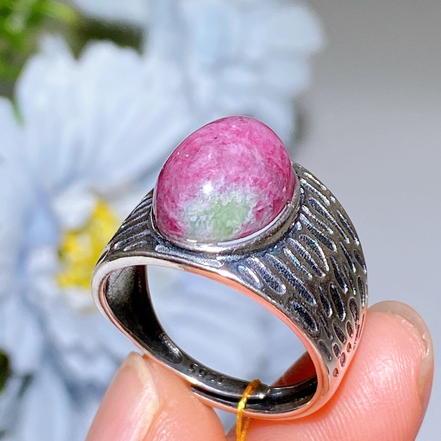 S925 UV Reactive Ruby Ring Crystal Healing Bulk Wholesale
