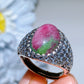 S925 UV Reactive Ruby Ring Crystal Healing Bulk Wholesale
