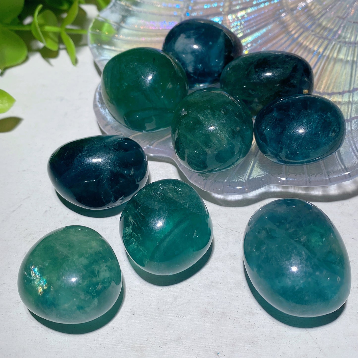 2-3cm Green Blue Fluorite Tumbles Bag Bulk Wholesale