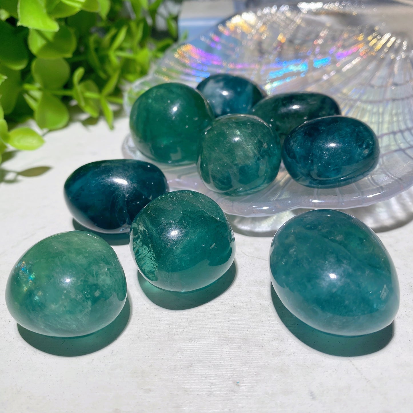 2-3cm Green Blue Fluorite Tumbles Bag Bulk Wholesale