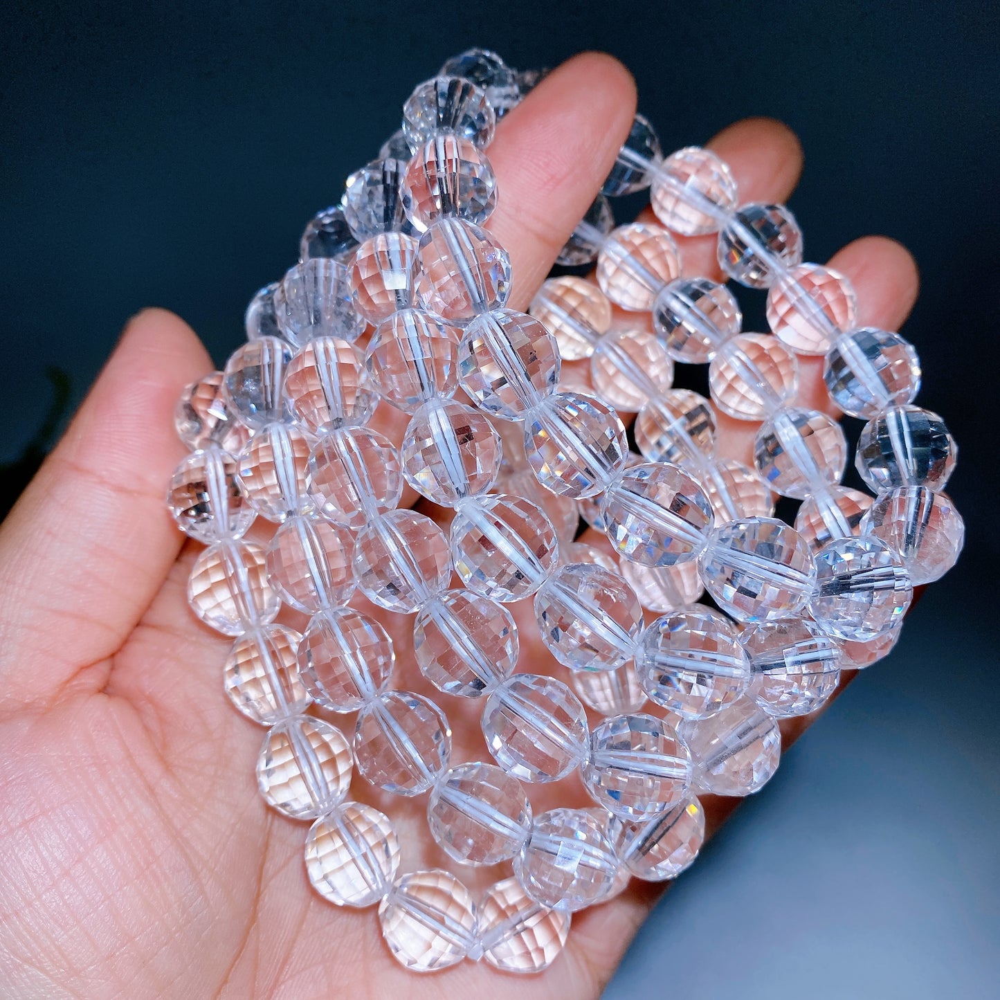 12mm Faceted Clear Quartz Bracelet Crystal Healing Bulk Wholesale
