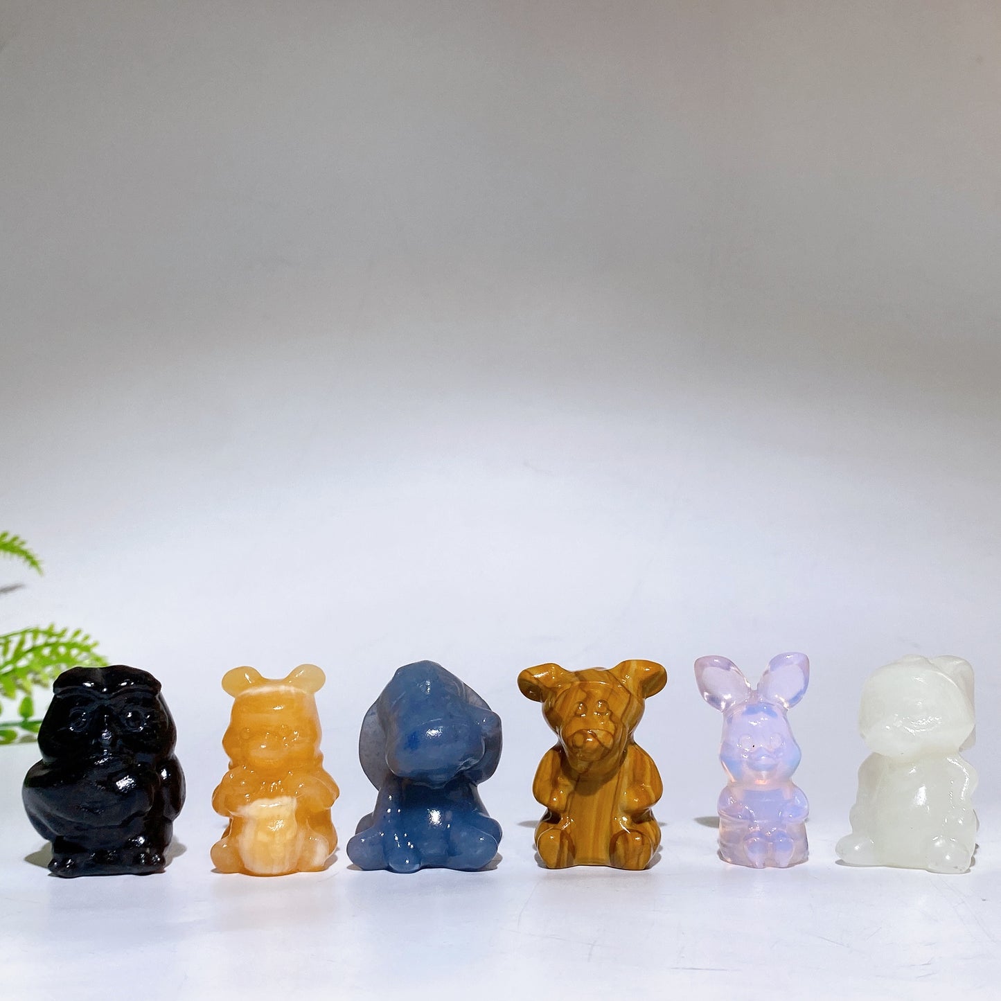 2.2" Natural Mixed Crystal Winnie Pooh Character Carving 6 Pieces Crystal Healing Bulk Wholesale