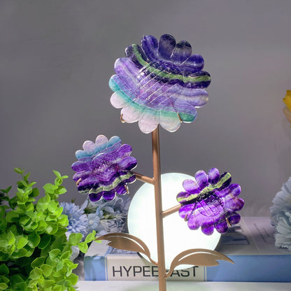 30cm Mixed Crystal Sun Flower Carvings with Stand Bulk Wholesale