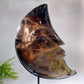 Large Unique Hand Carved Natural Smoky Quartz Moon Face with Strong Rainbow with Stand Crystal Healing Bulk Wholesale