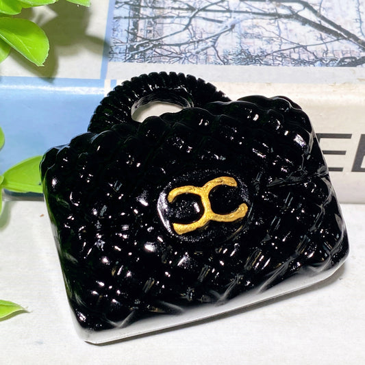 2.2" Black Obsidian Bag Carvings Bulk Wholesale