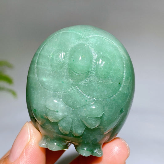 2.0" Natural Green Acenturine Rowlet Pokemon Carving Crystal Healing Bulk Wholesale