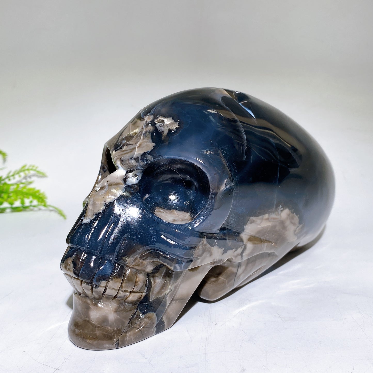 Large Unique Hand Carved Natural Volcanic Agate Skull Crystal Healing Bulk Wholesale