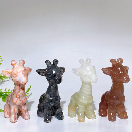 3.1" Natural Crystal Giraffe Carving Crystal Healing Bulk Wholesale