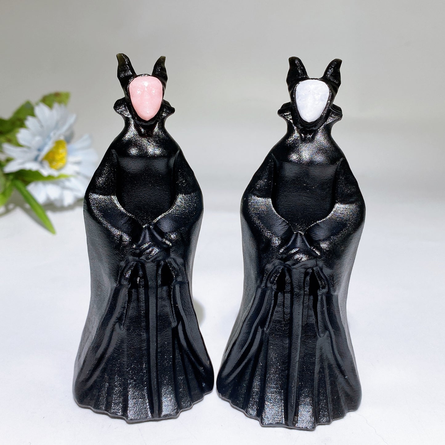 4.6" Black Obsidian Maleficent Carving Crystal Healing Bulk Wholesale