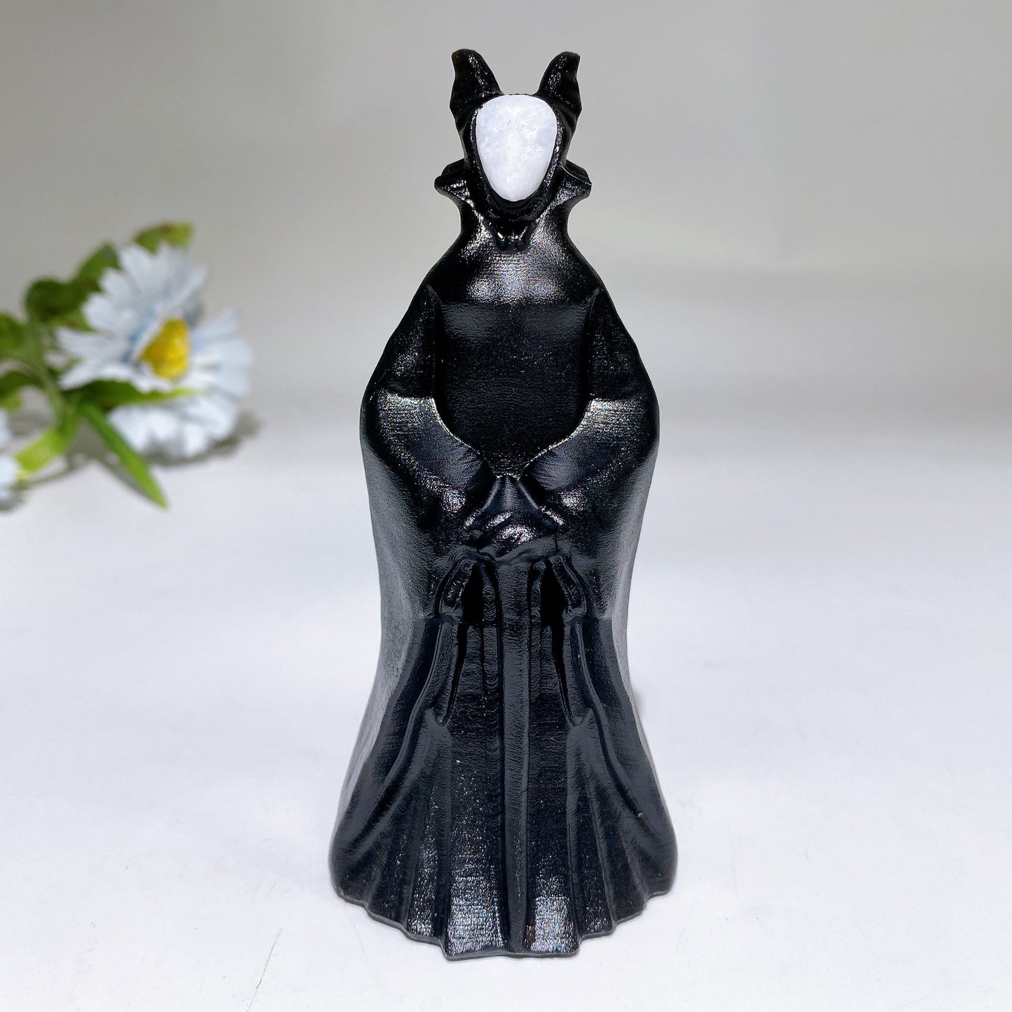4.6" Black Obsidian Maleficent Carving Crystal Healing Bulk Wholesale
