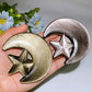 3.3" Golden Obsidian Silver Obsidian Moon & Star Carving Crystal Healing Bulk Wholesale