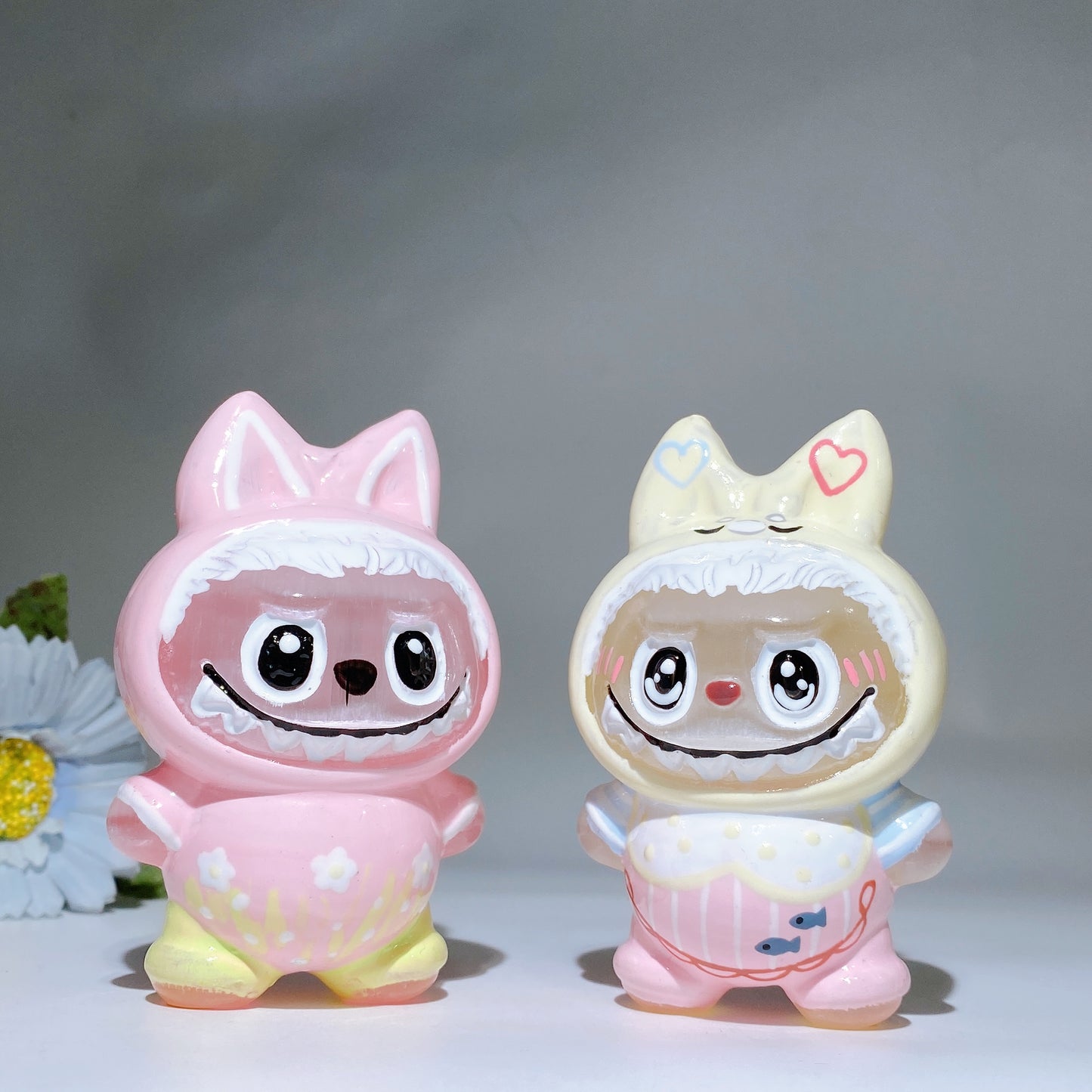 3.8" Selenite Labubu Carving with Hand Painting Crystal Healing Bulk Wholesale