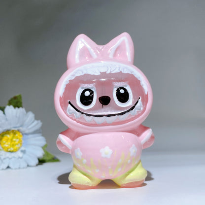 3.8" Selenite Labubu Carving with Hand Painting Crystal Healing Bulk Wholesale