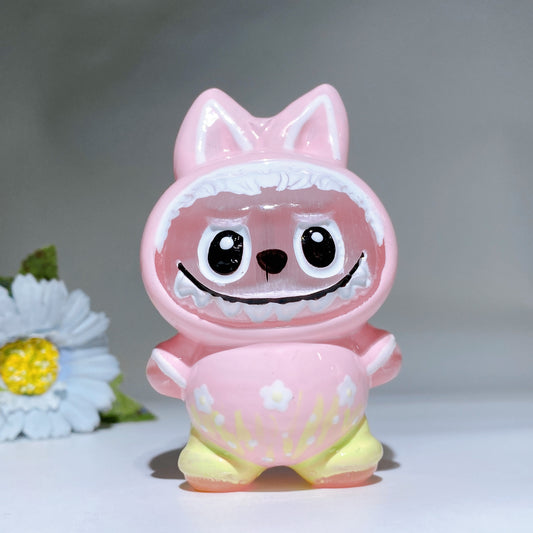 3.8" Selenite Labubu Carving with Hand Painting Crystal Healing Bulk Wholesale