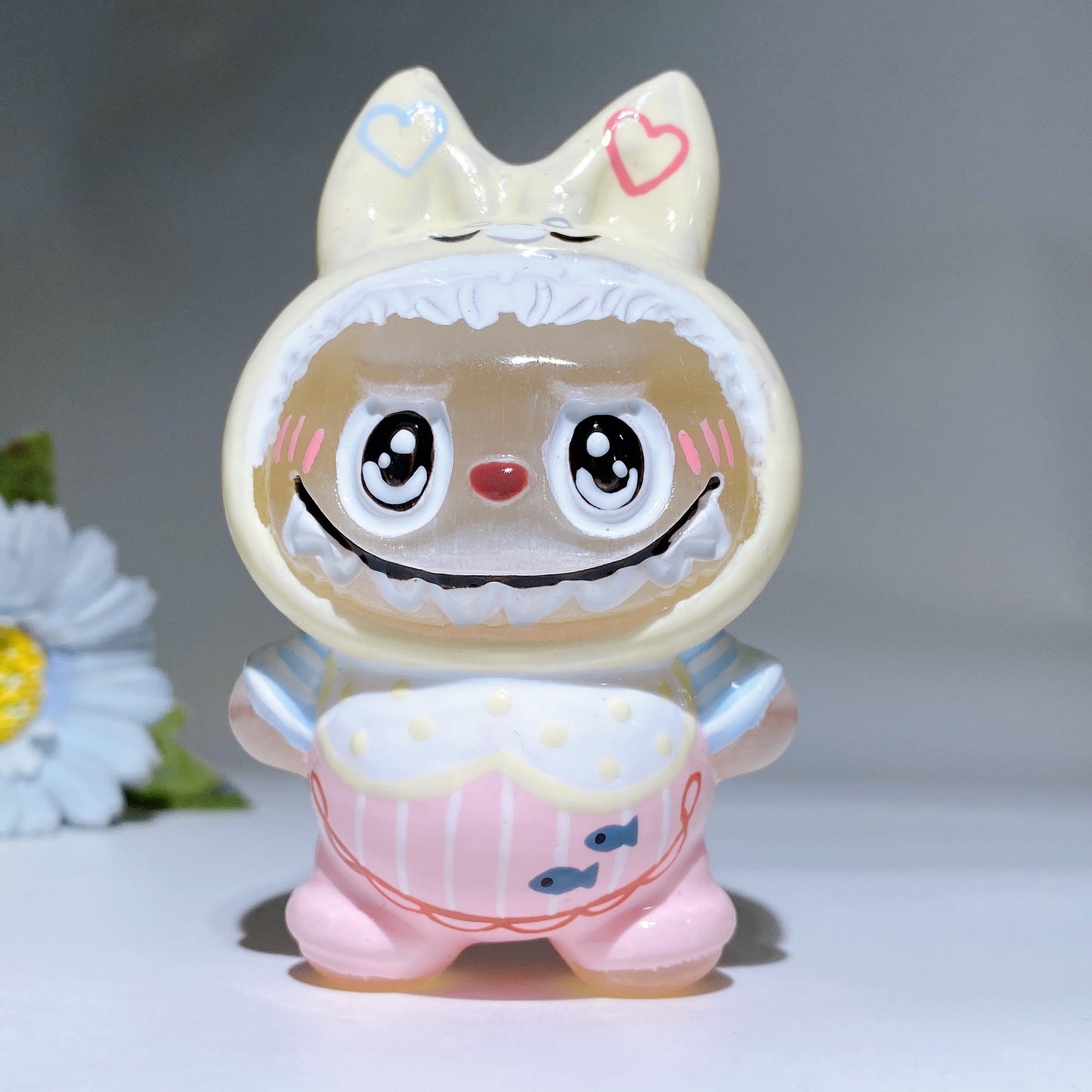 3.8" Selenite Labubu Carving with Hand Painting Crystal Healing Bulk Wholesale