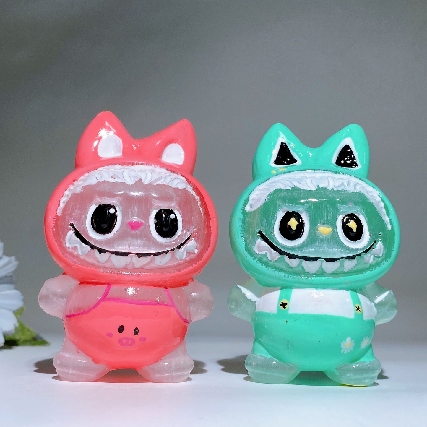 3.8" Selenite Labubu Carving with Hand Painting Crystal Healing Bulk Wholesale