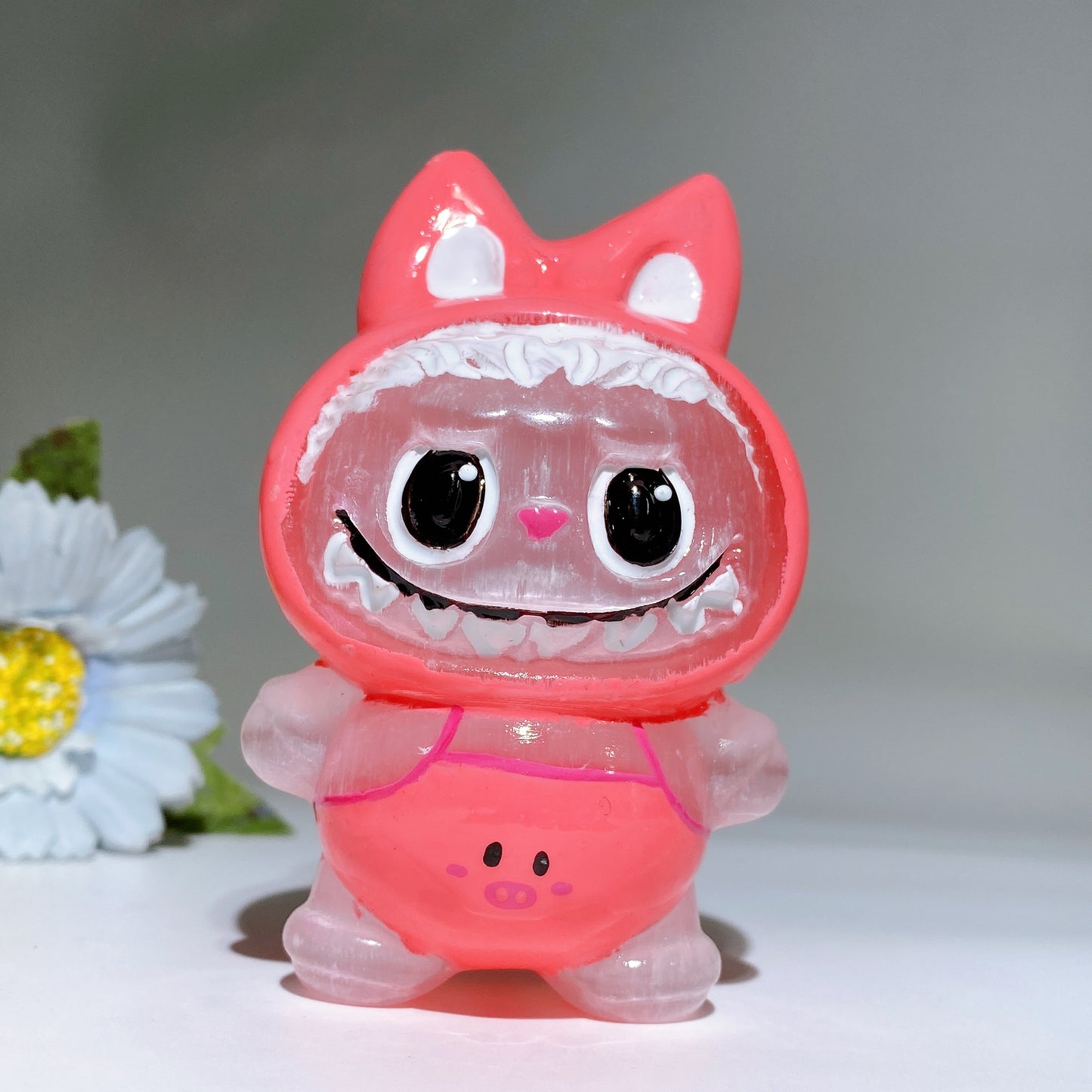 3.8" Selenite Labubu Carving with Hand Painting Crystal Healing Bulk Wholesale