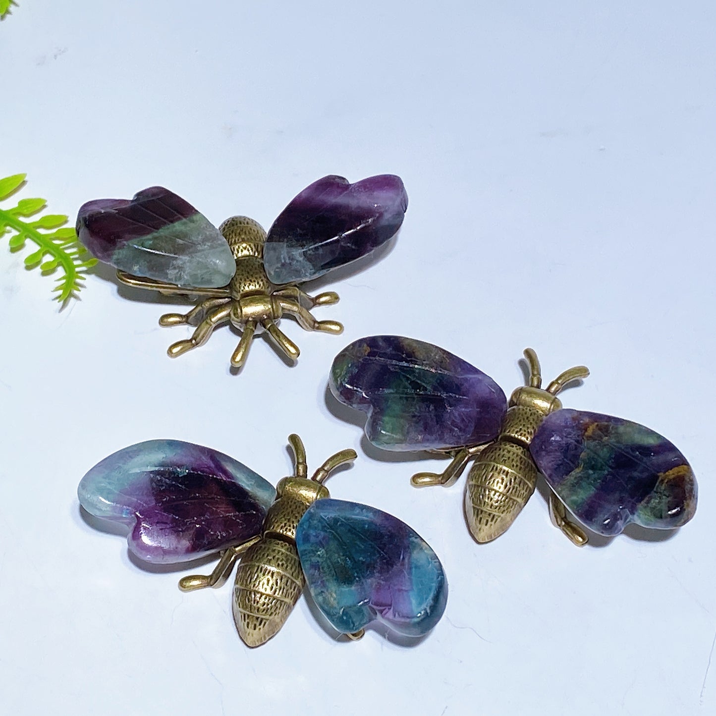 2.2" Crystal Natural Bee Carving with Metal Body Crystal Healing Bulk Wholesale