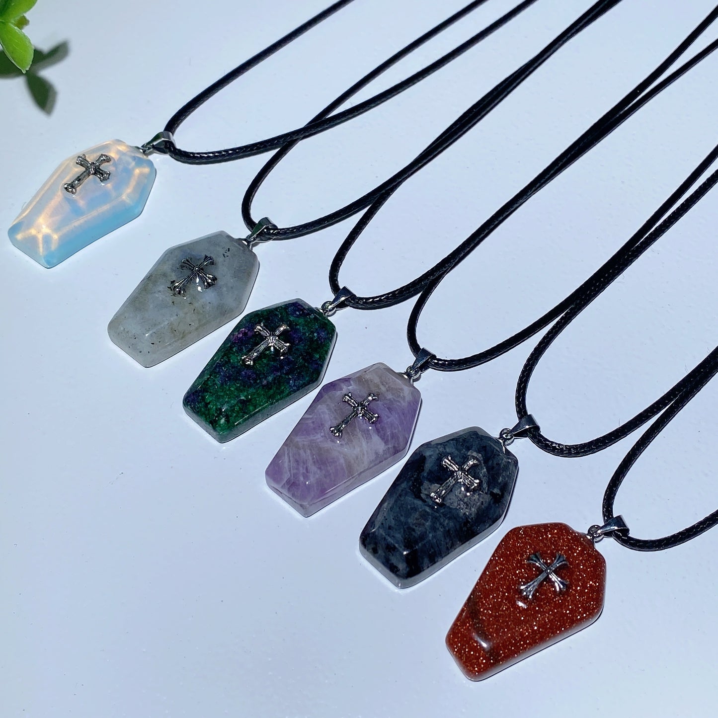 1.2" Mixed Crystal Coffin Pendant Necklace Bulk Wholesale
