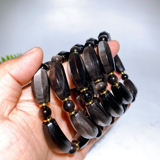 Natural Silver Obsidian Smile Bracelet Crystal Healing Bulk Wholesale