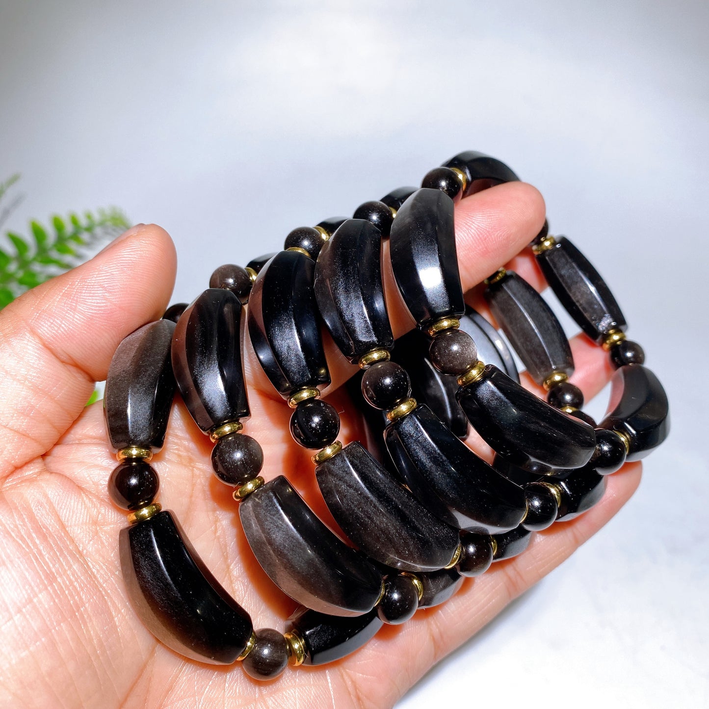 Natural Silver Obsidian Smile Bracelet Crystal Healing Bulk Wholesale