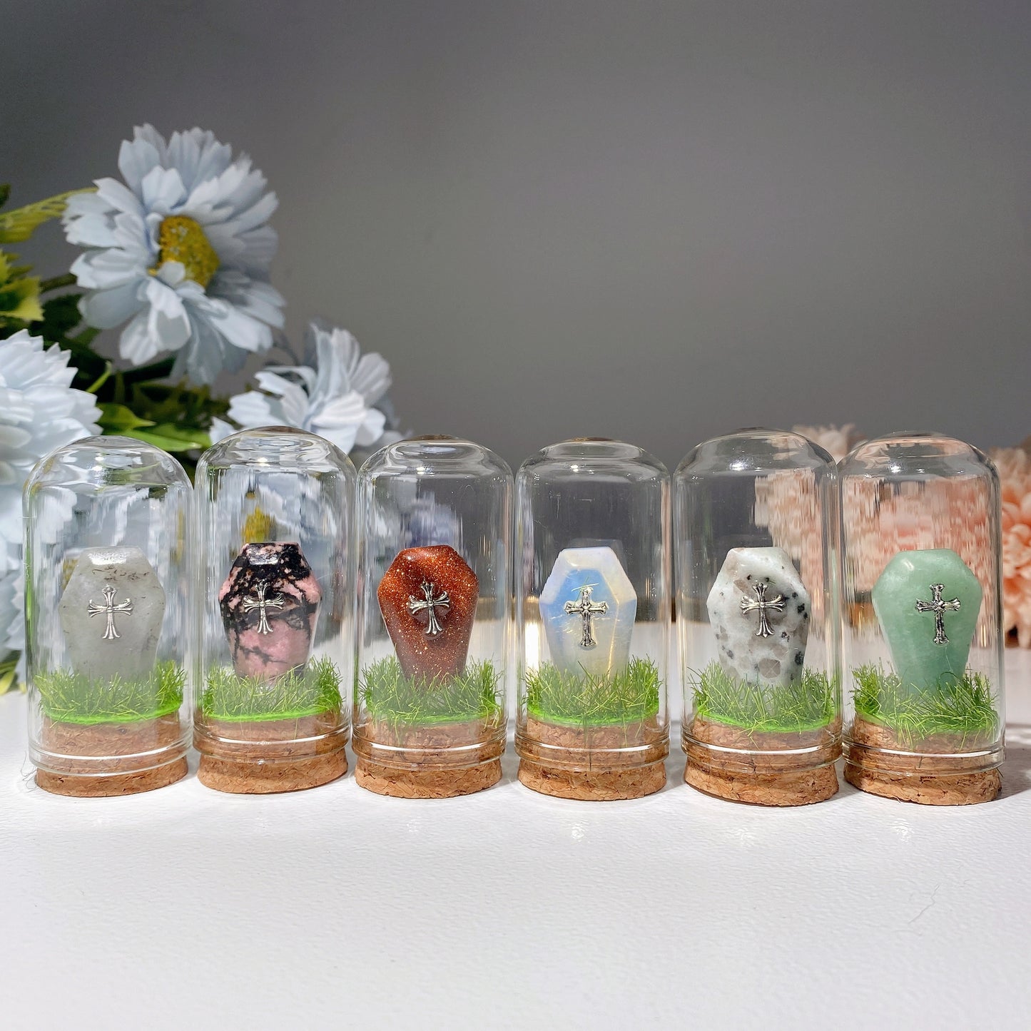 2.6" Mixed Crystal Coffin Tombstone Free Form Bulk Wholesale