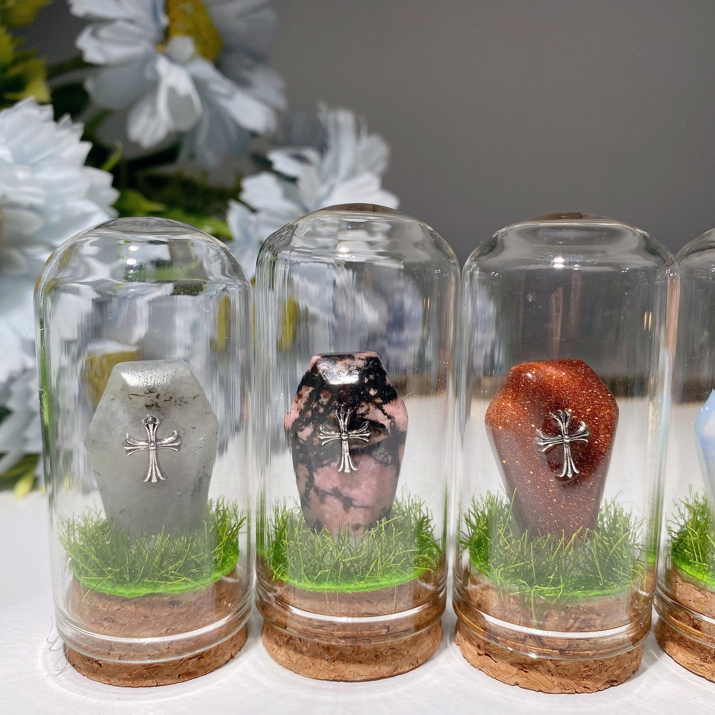 2.6" Mixed Crystal Coffin Tombstone Free Form Bulk Wholesale