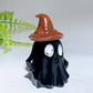 2.2" Natural Obsidian Ghost with Witch's Hat Halloween Carving Crystal Healing Bulk Wholesale