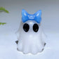 1.8" Natural White Jade Ghost with Bow Halloween Carving Crystal Healing Bulk Wholesale
