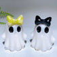 1.8" Natural White Jade Ghost with Bow Halloween Carving Crystal Healing Bulk Wholesale