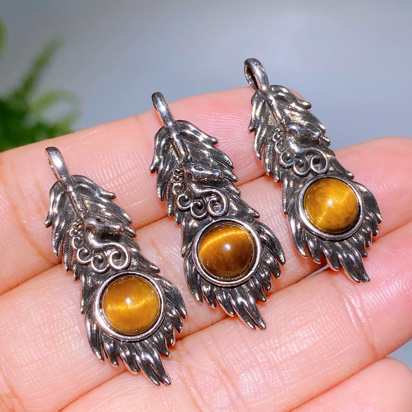 Abalone Shell Yellow Tiger's Eye Pendant Crystal Healing Bulk Wholesale