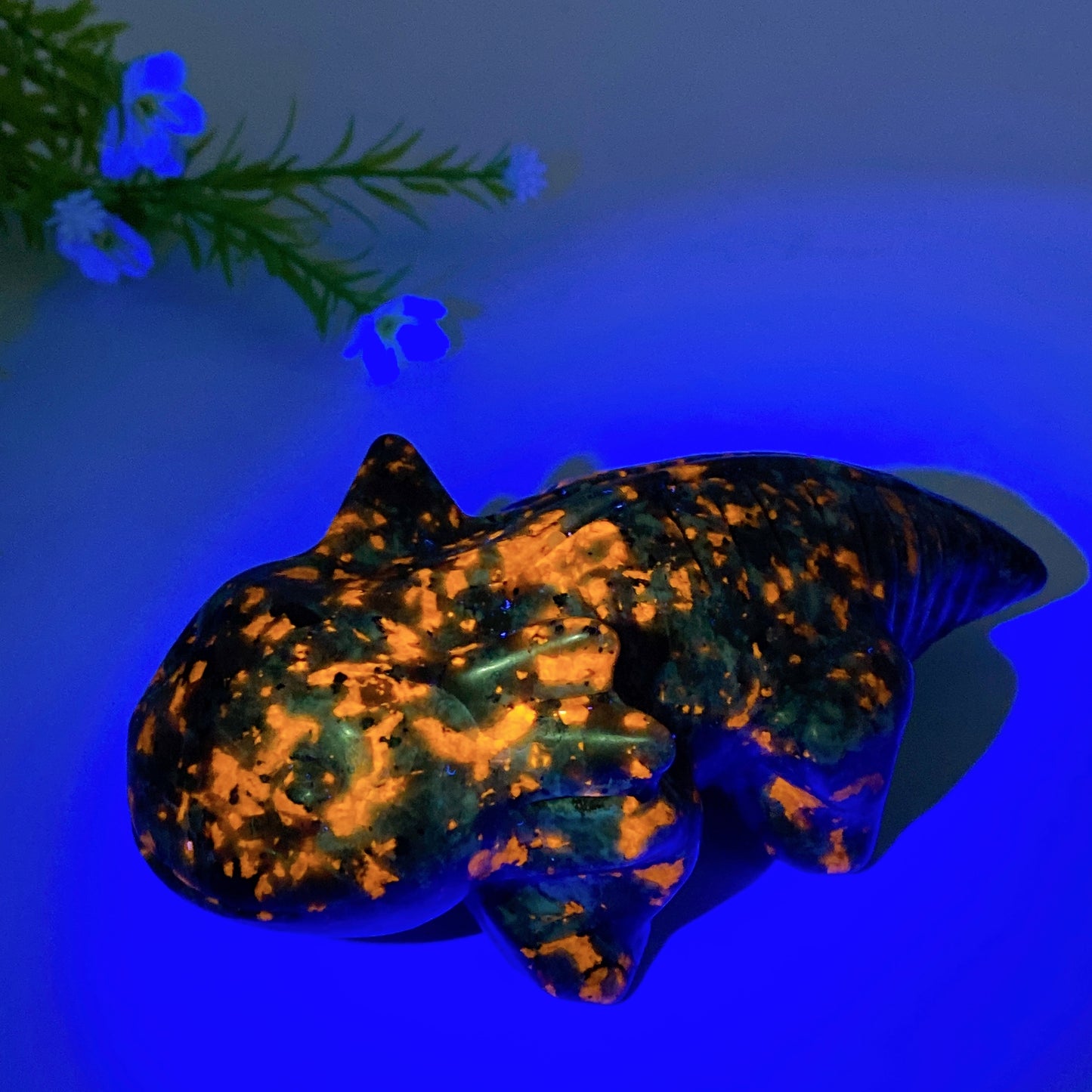 5.6" UV Reactive Yooperlite Salamander Carving Crystal Healing Bulk Wholesale