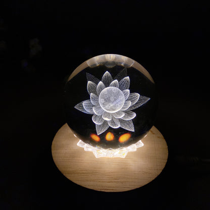 Wooden Lotus Spinning Lamp Stand Crystal Healing Bulk Wholesale