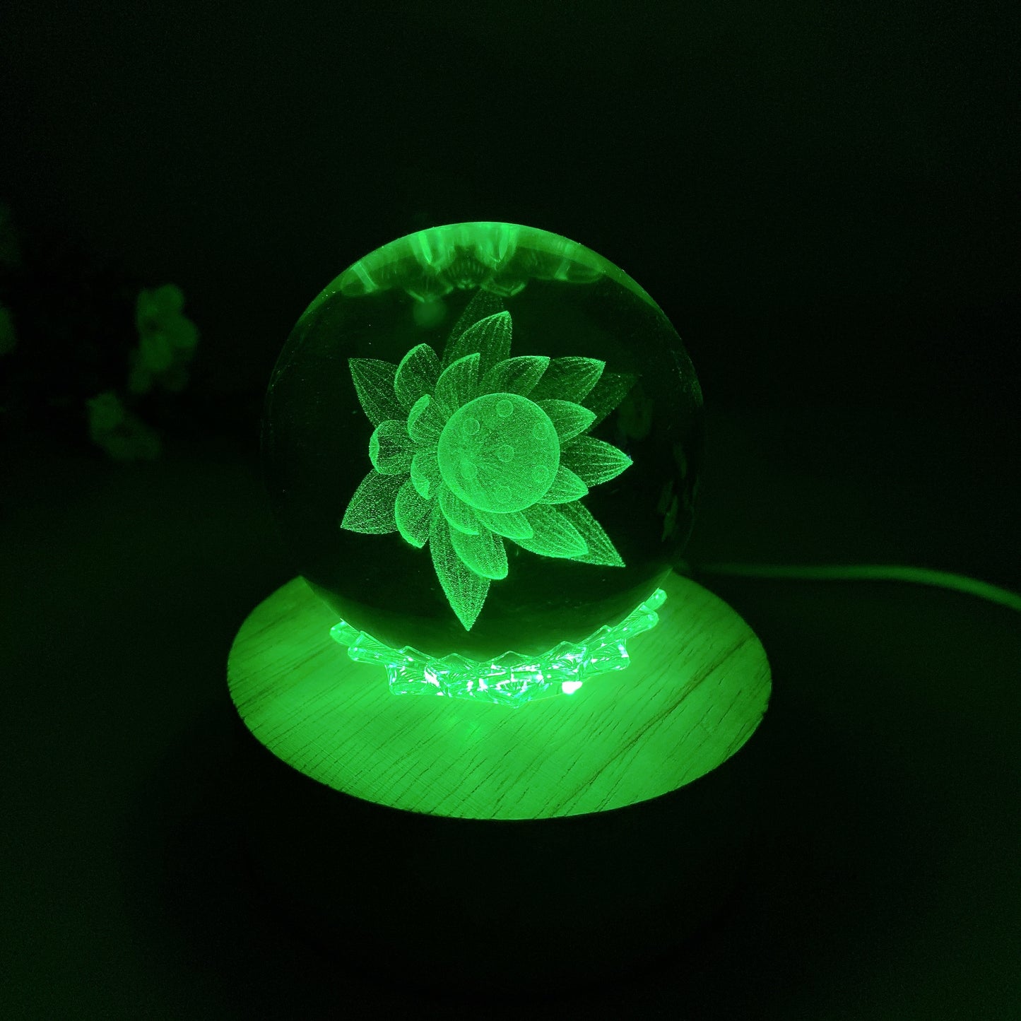 Wooden Lotus Spinning Lamp Stand Crystal Healing Bulk Wholesale