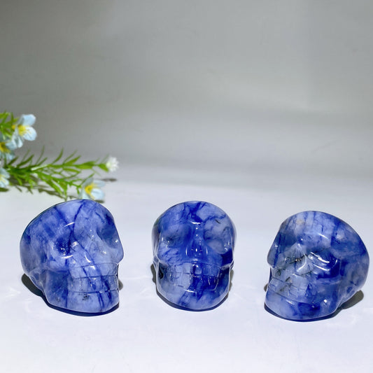 1.8" UV Reactive Sodalite Skull Carving Crystal Healing Bulk Wholesale